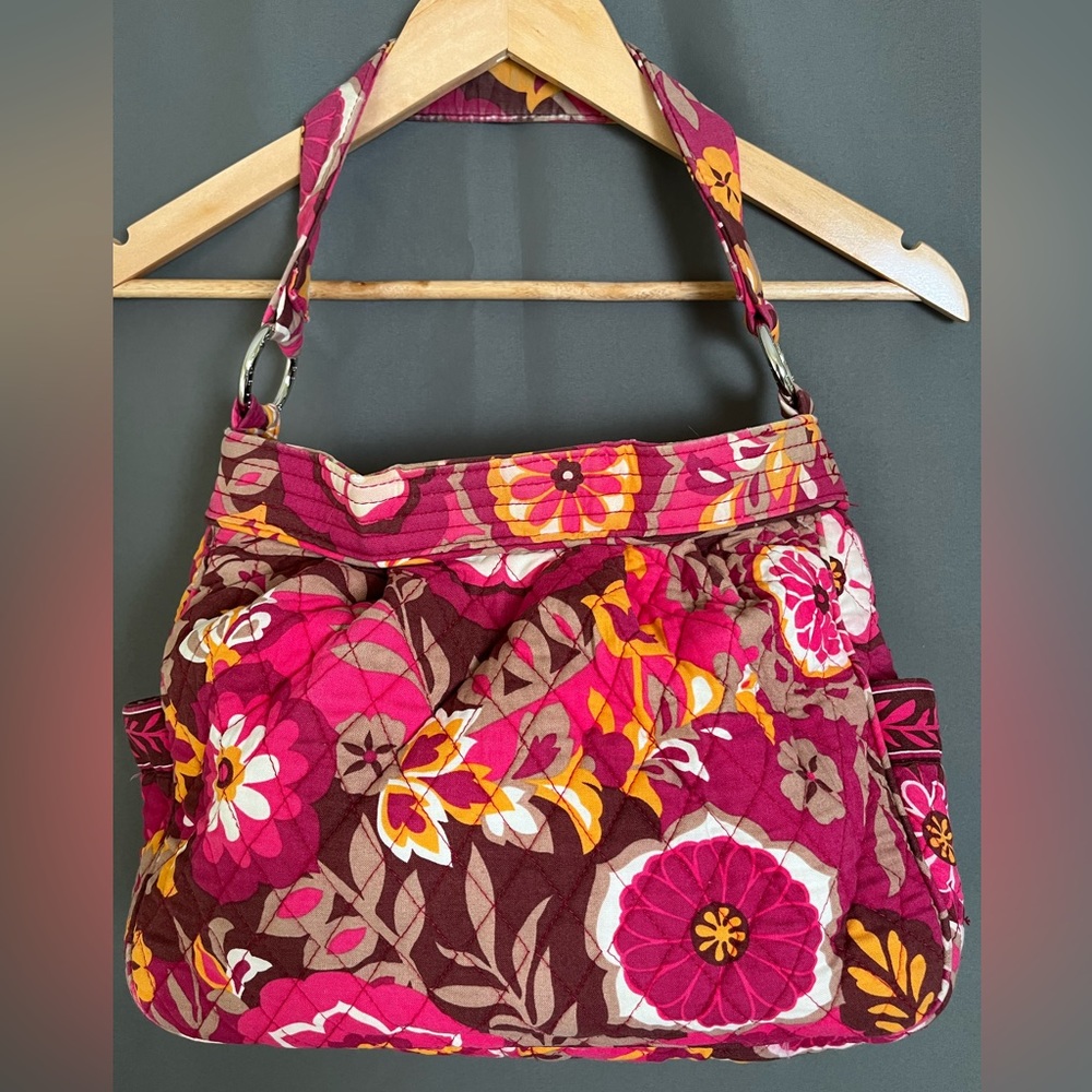 Vera Bradley Carnaby Medium Pink Orange Floral Quilted Shoulder Purse Bag - Picture 10 of 13